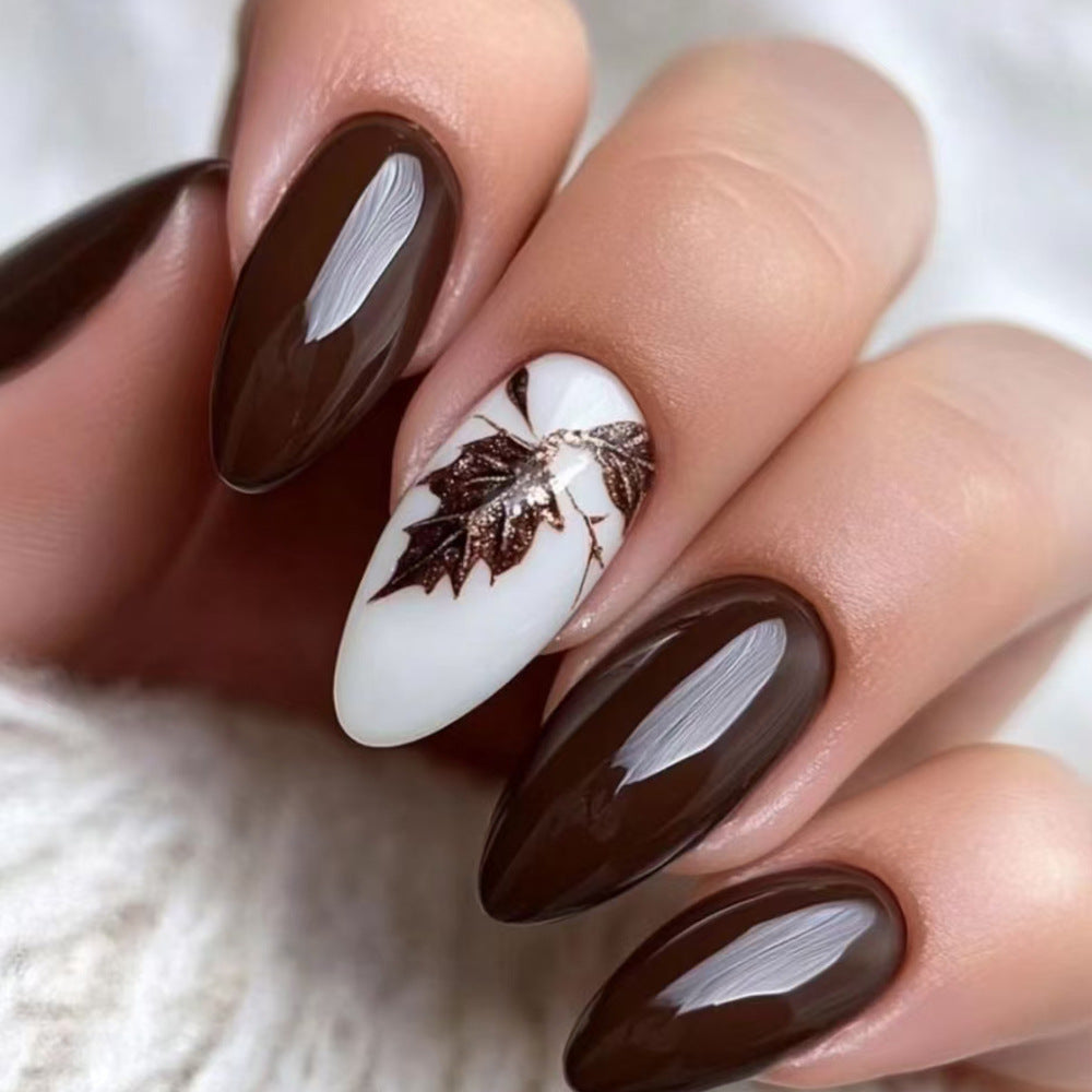 Artistic Leaf-Designed Press-On Nails Kalsten