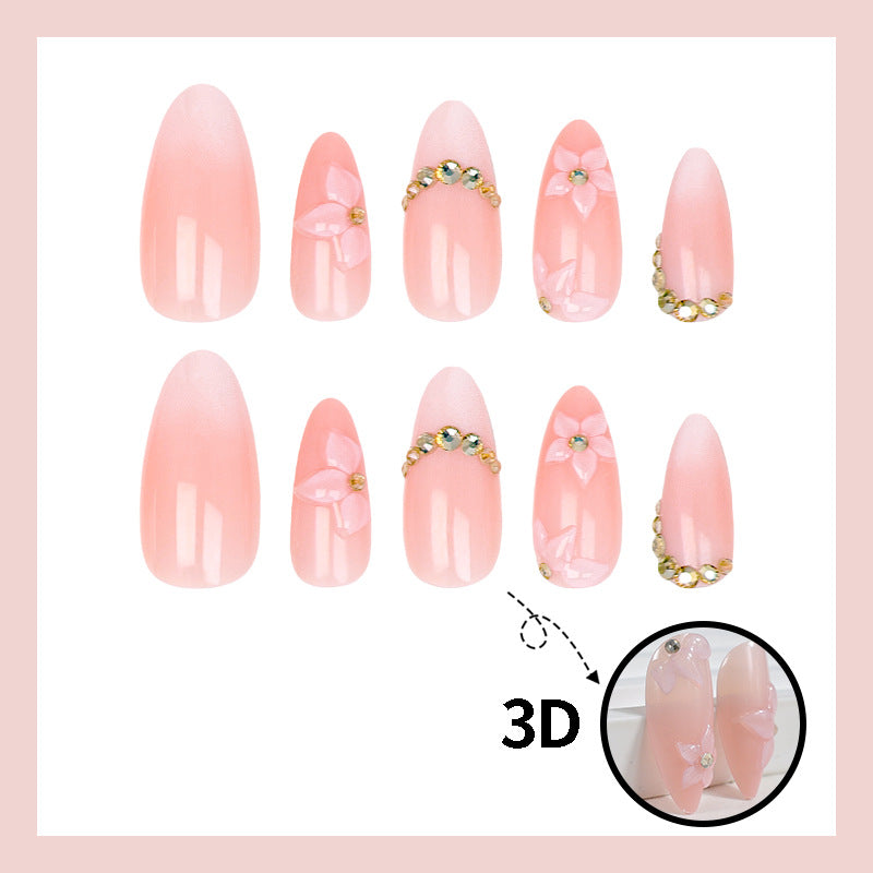 Artificial nail set with romantic flower and glitter accents Kalsten