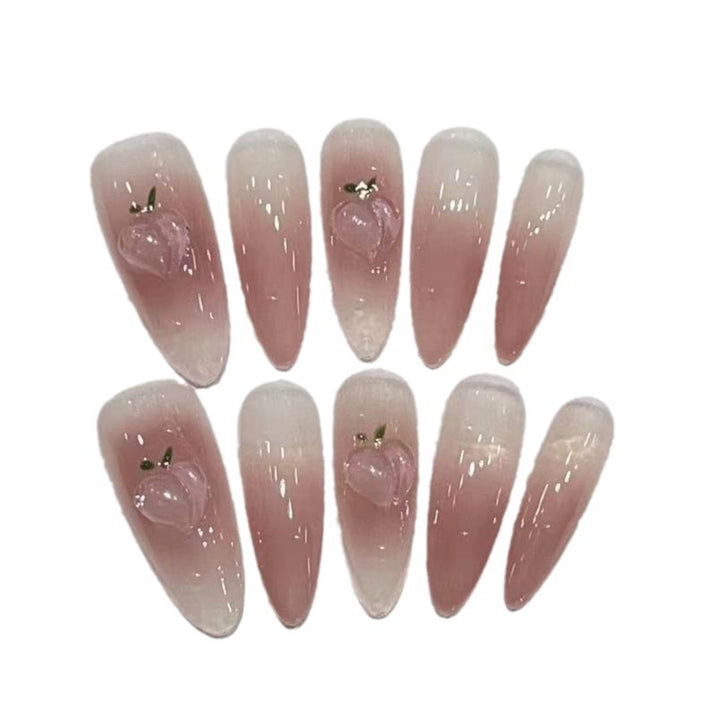 Elegant Press-On Almond Nail Set with Heart Detail Kalsten