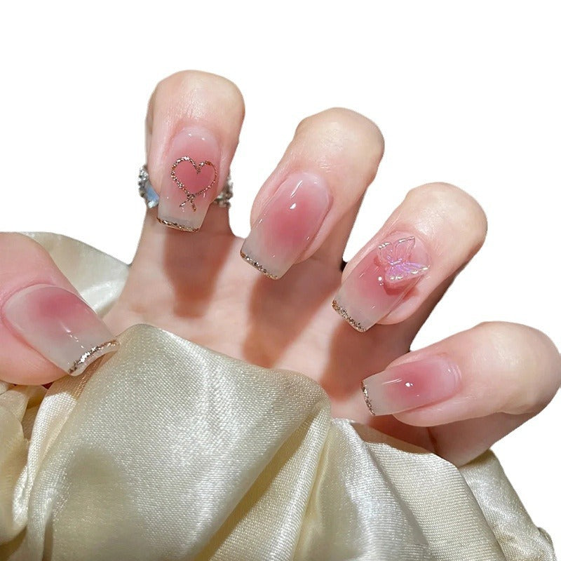 Artificial art nails with heart and glitter elements Kalsten