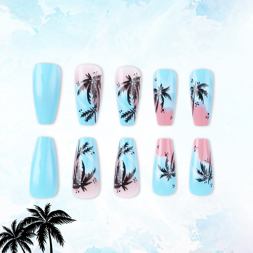 Artistic Tropical Island Press-On Nail Art Kalsten