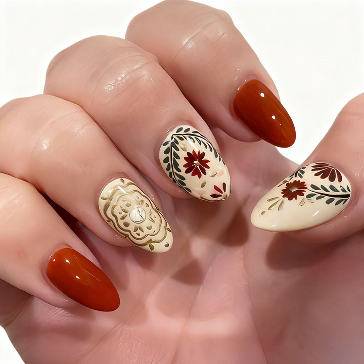 Artistic Floral Design Acrylic Nail Enhancements Kalsten