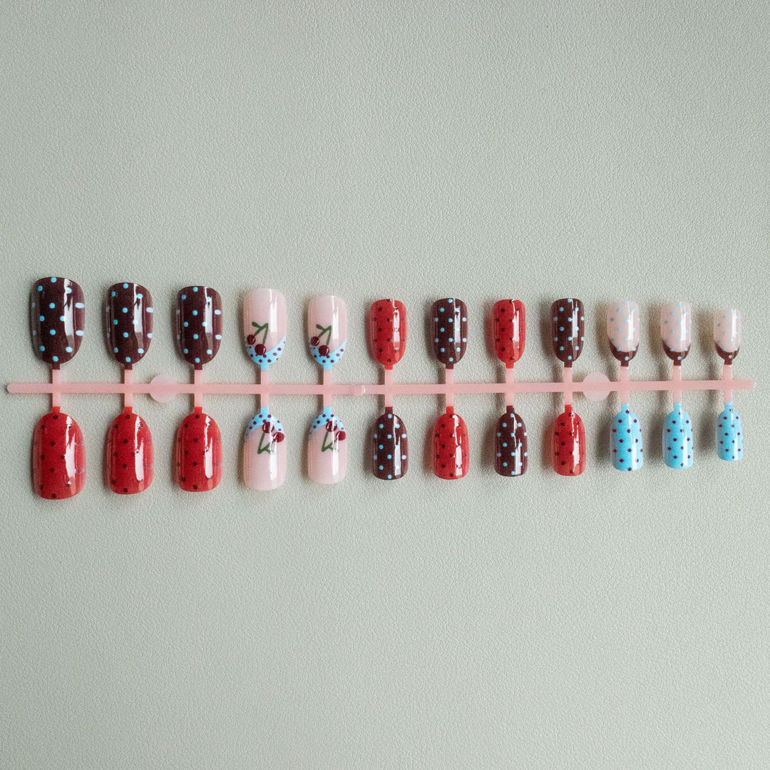 Artistic Cherry-Themed Nail Art Set