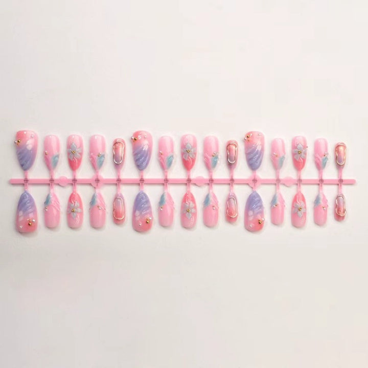 Floral Acrylic Extended Nail Art Kalsten