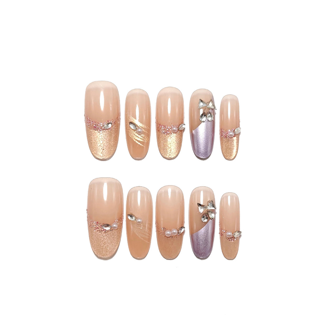 Glamorous Nail Set with Rhinestones Kalsten