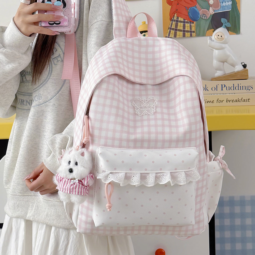 Fun Gingham Patterned Backpack Kalsten