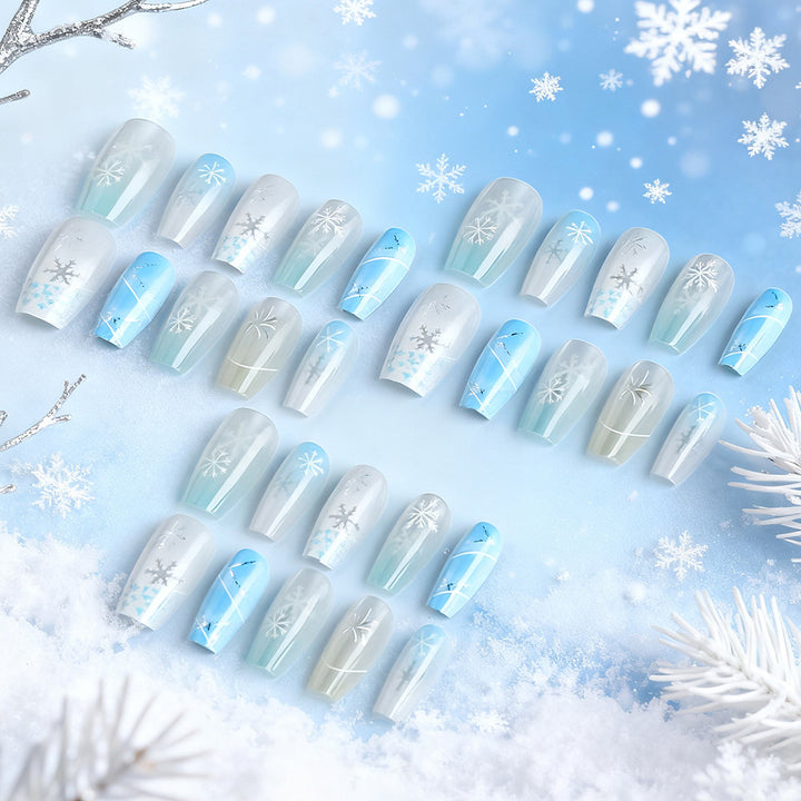 Festive Snowflake Press-On Nail Art Kalsten