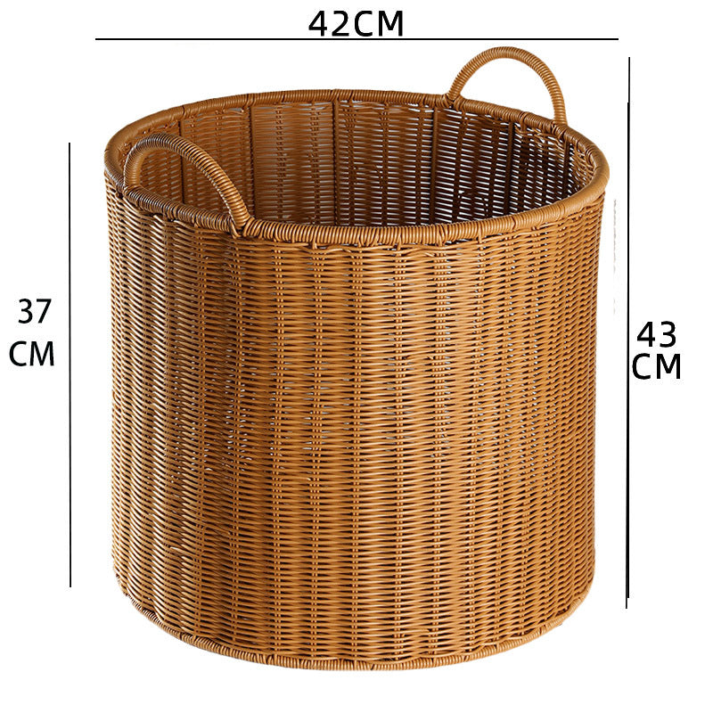 Round Woven Storage Basket with Durable Handles Kalsten