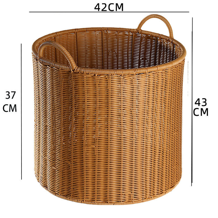 Round Woven Storage Basket with Durable Handles Kalsten
