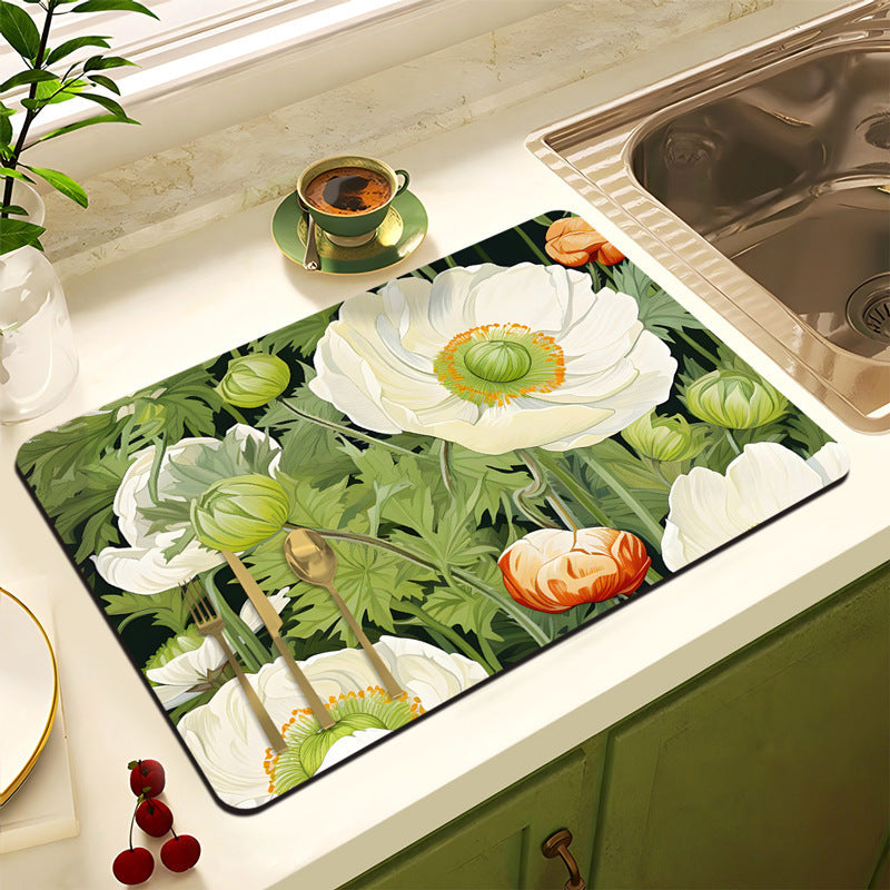 Decorative Floral Kitchen Mat