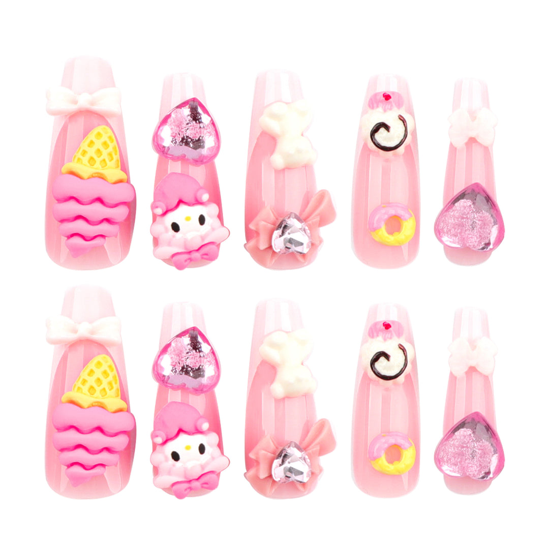 Artful nail extensions with 3D dessert motif Kalsten