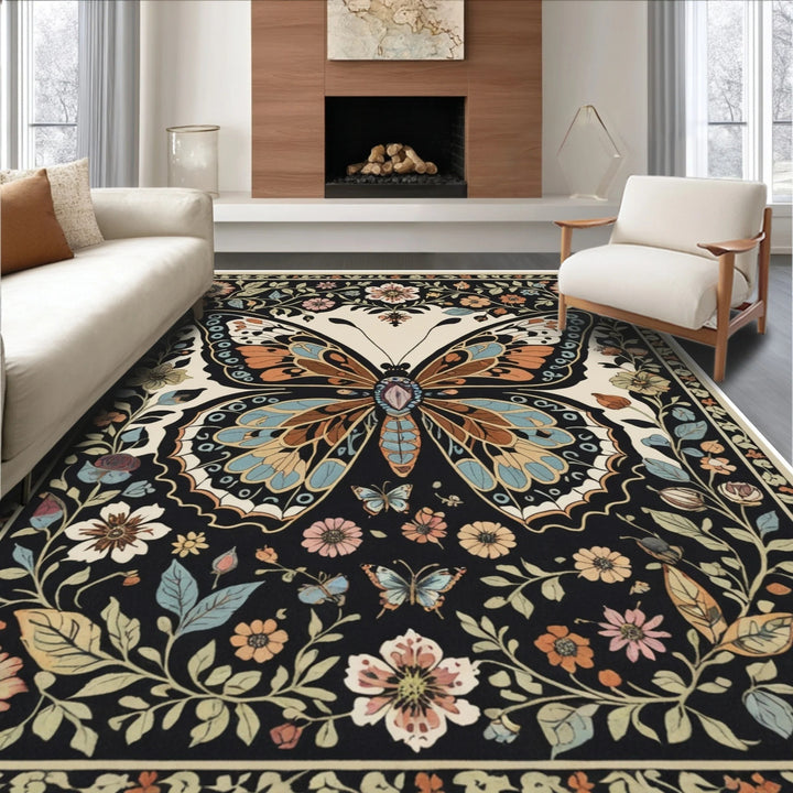 Plush Cherry-Patterned Area Rug