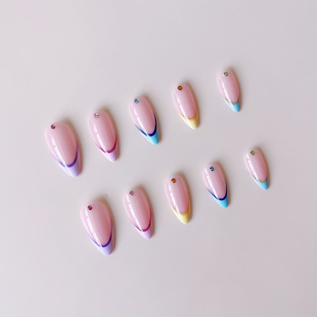 Nail extension set with elegant gradient and 3D accents Kalsten