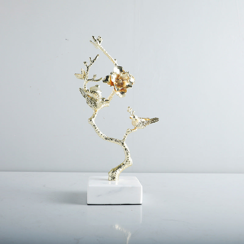 Elegant Bird and Floral Decorative Sculpture