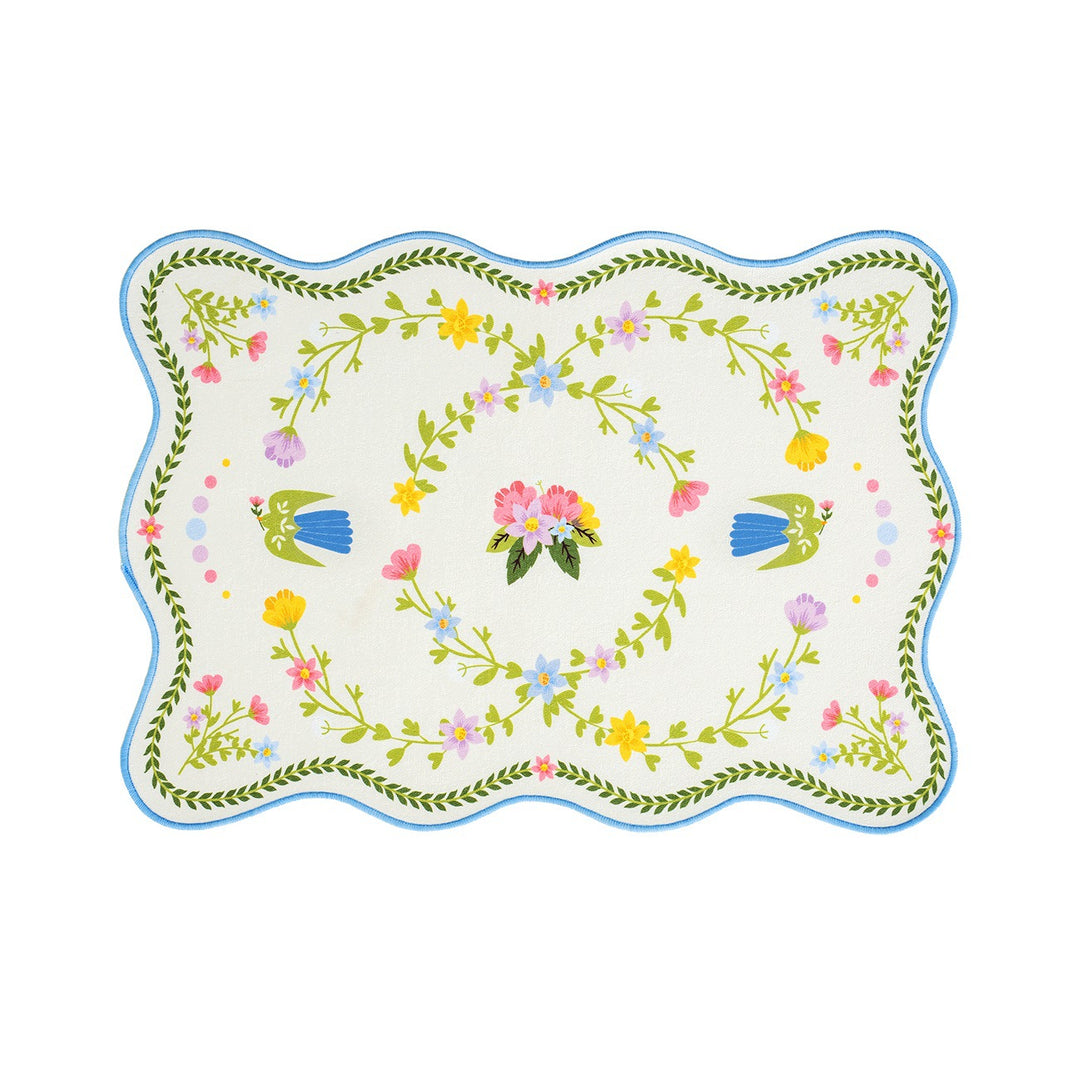 Decorative wavy table set with pomegranate and parrot motif Kalsten