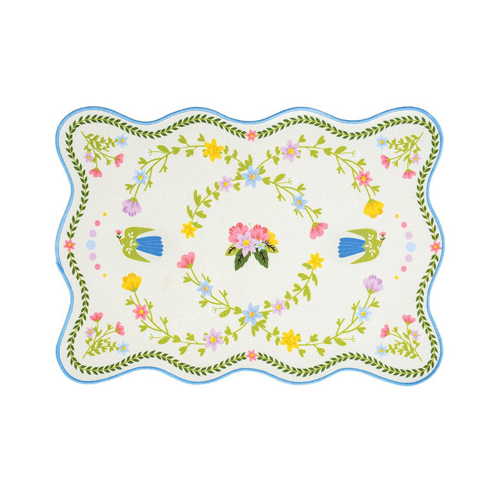 Decorative wavy table set with pomegranate and parrot motif Kalsten