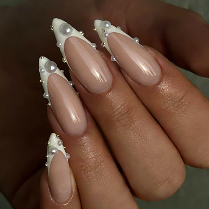 Elegant Press-On Nail Set with Pearlescent Accents Kalsten