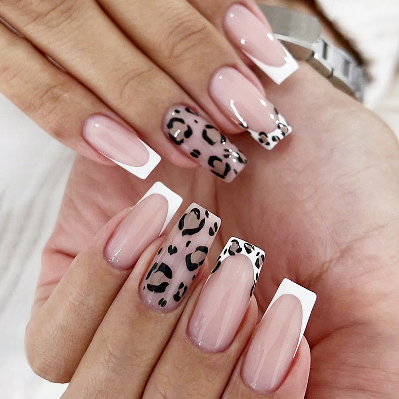 Artificial nail set with elegant flower and leopard design Kalsten
