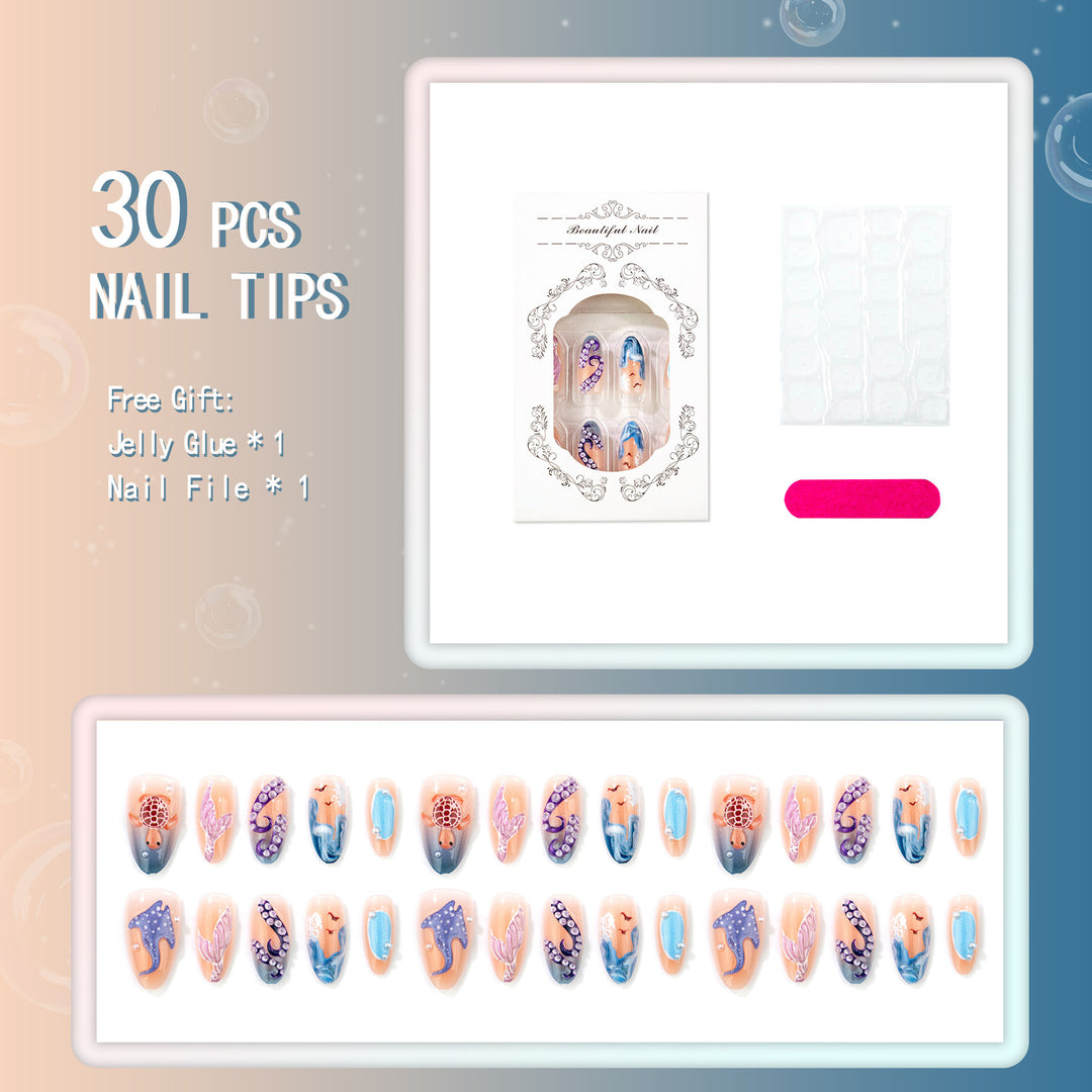 Ocean-Inspired Press-On Nail Art Set