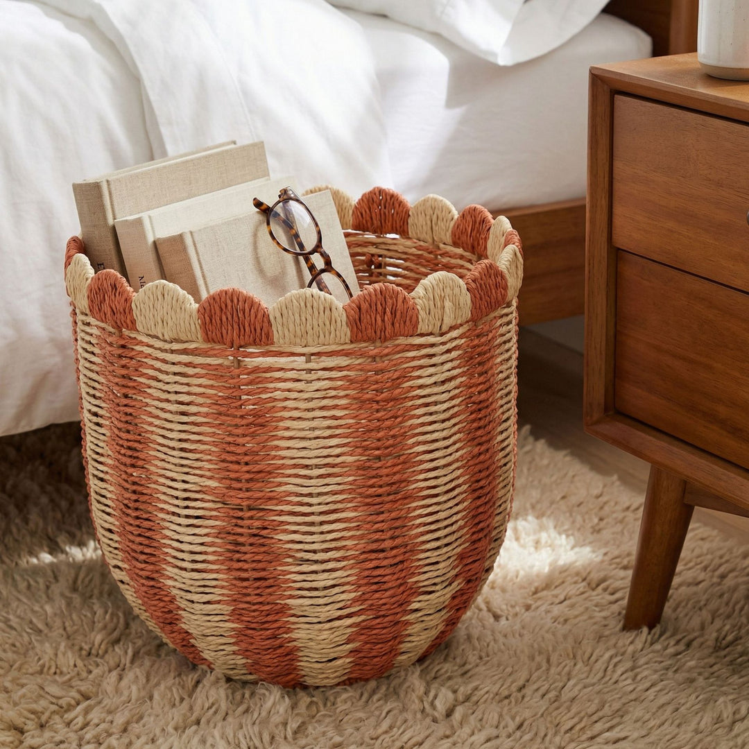 Decorative Scalloped Woven Storage Box Kalsten