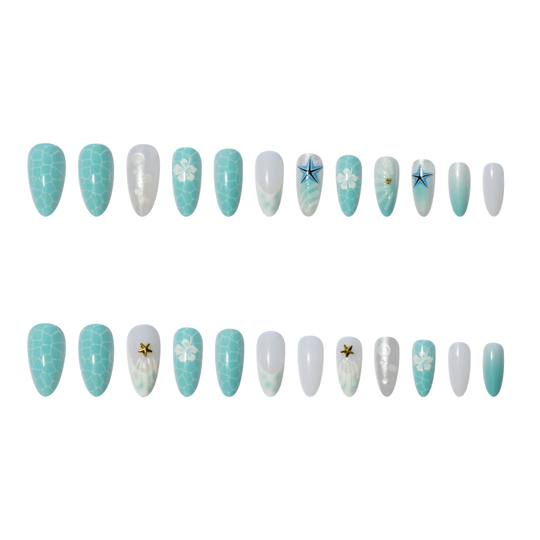 Artificial nail set with sea motifs and 3D accents Kalsten