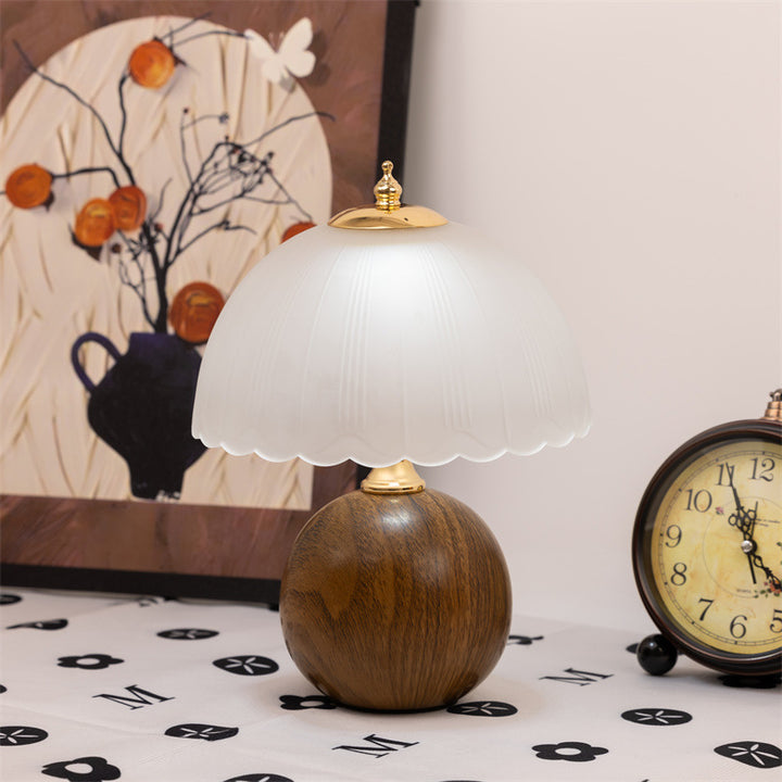Vintage Glass Table Lamp with Ornate Shade
