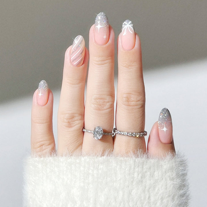 Elegant artificial nail set with glitter accents Kalsten