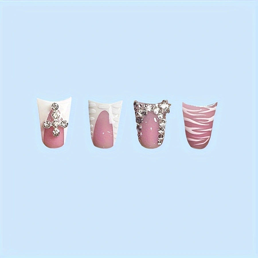 Decorative Press-On Nail Art Set with Gemstone Accents Kalsten