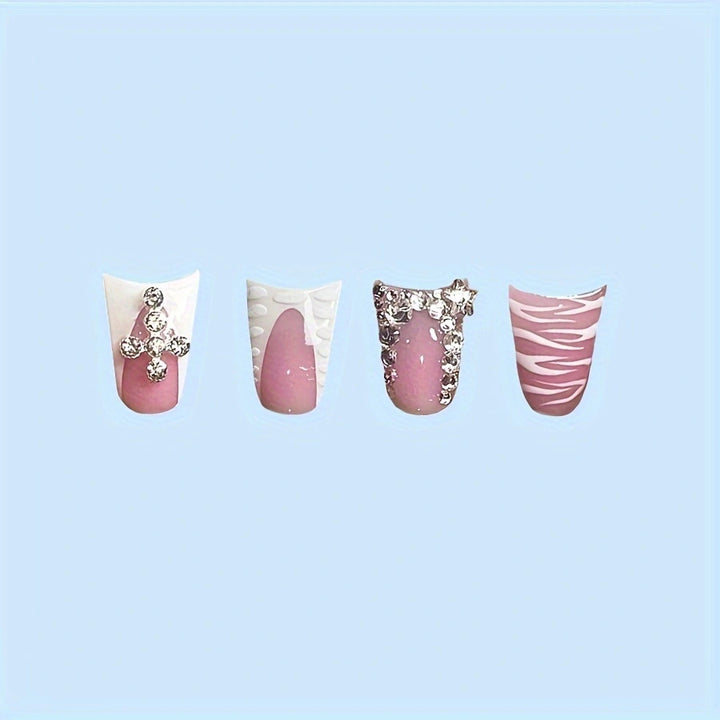 Decorative Press-On Nail Art Set with Gemstone Accents Kalsten