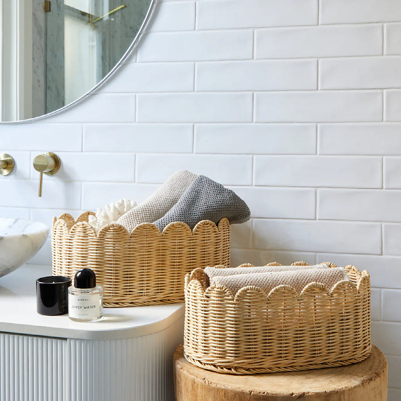 Decorative Scalloped Woven Storage Basket Kalsten 1787892970