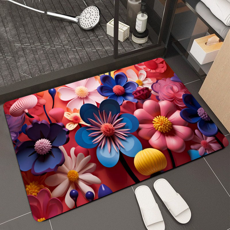 Floral Design Memory Foam Bath Mat Kalsten