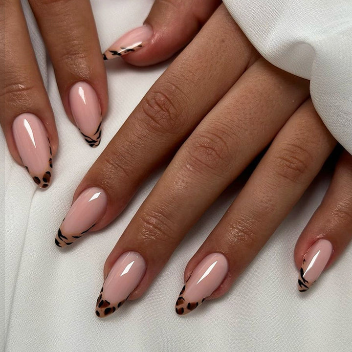 Artificial nail set with elegant leopard and ombre designs Kalsten