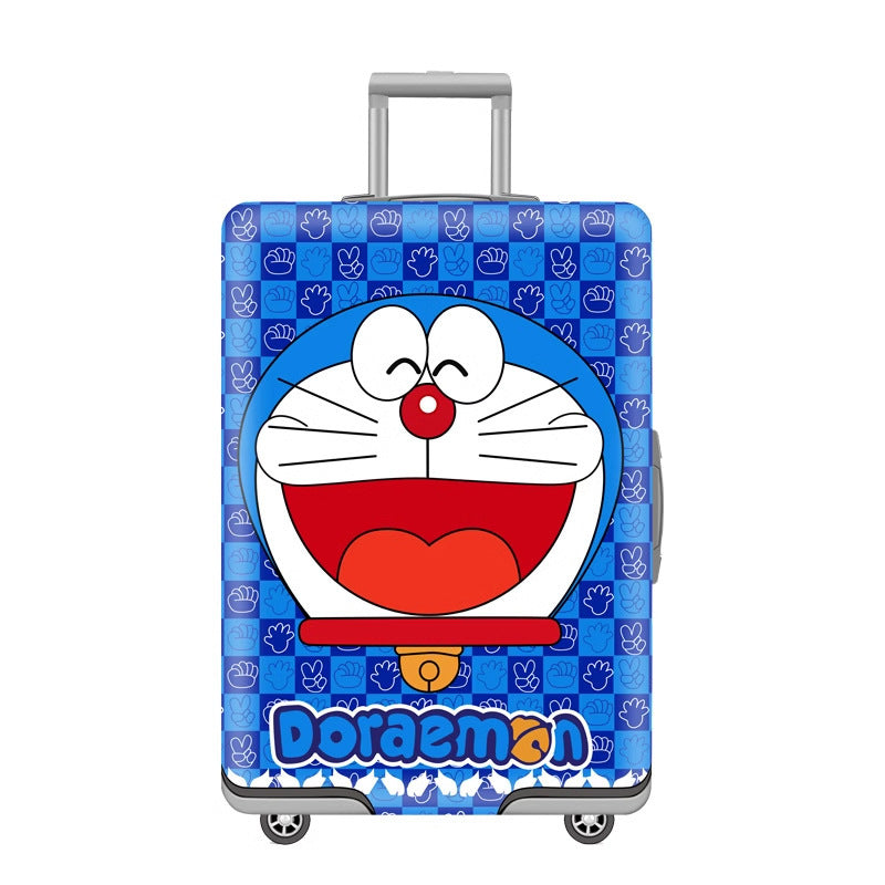 Unisex nan elastic motif suitcase cover made of stretchable polyester with handle and wheel openings Kalsten