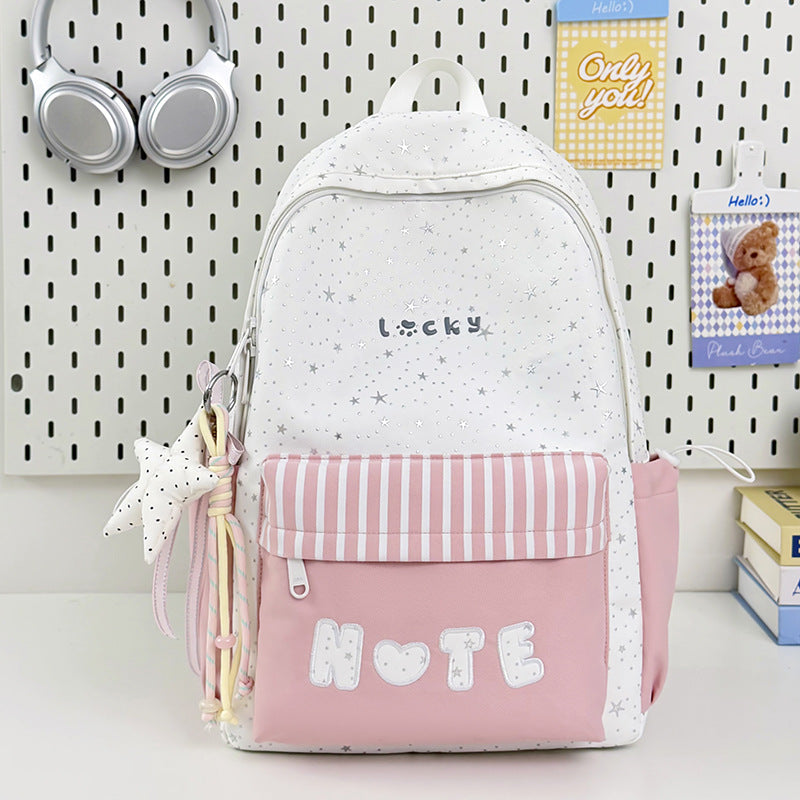Cute Illustrated Star-Embellished Backpack Kalsten