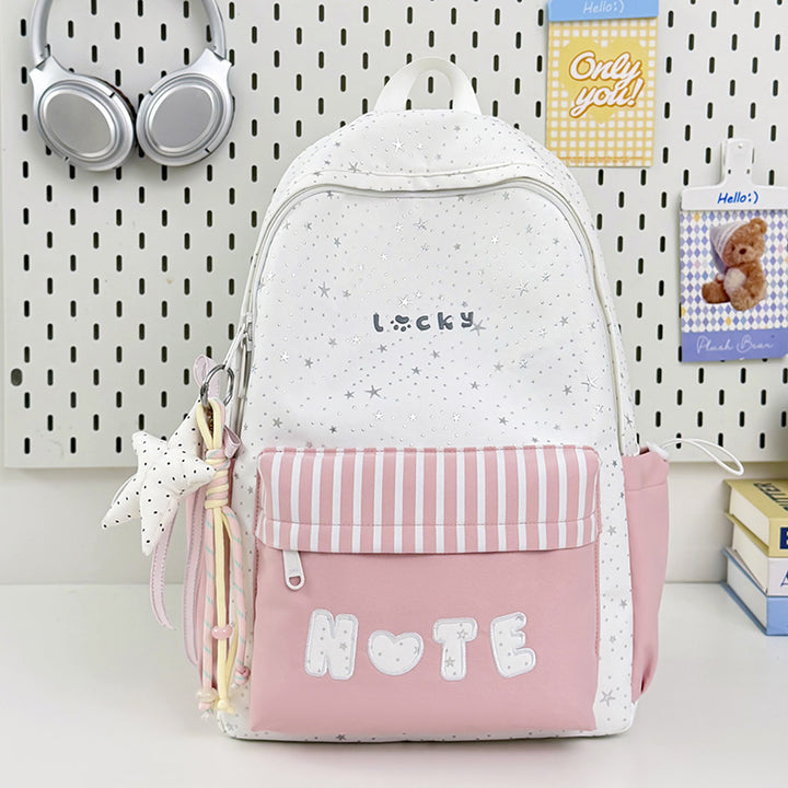 Cute Illustrated Star-Embellished Backpack Kalsten