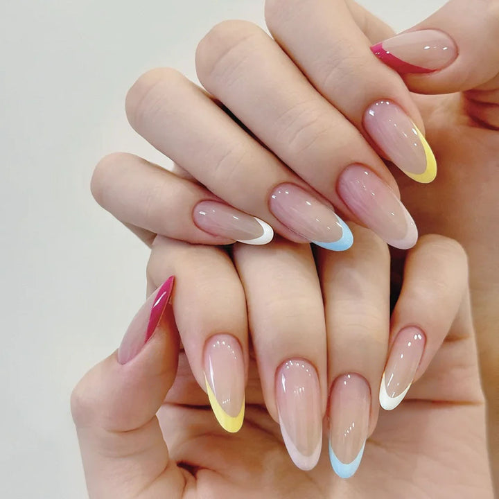 Artificial nails with modern gradient and French tip designs Kalsten