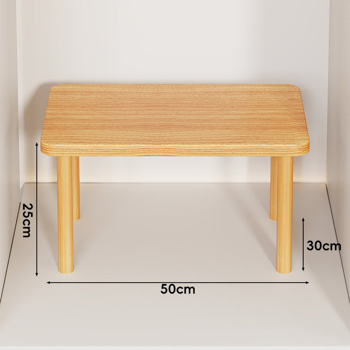 Height-Adjustable Rectangular Wooden Riser Table with Detachable Round Legs