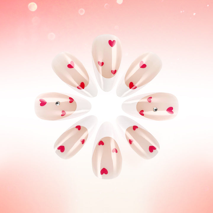Heart-Embellished Elegant Press-On Nails Kalsten