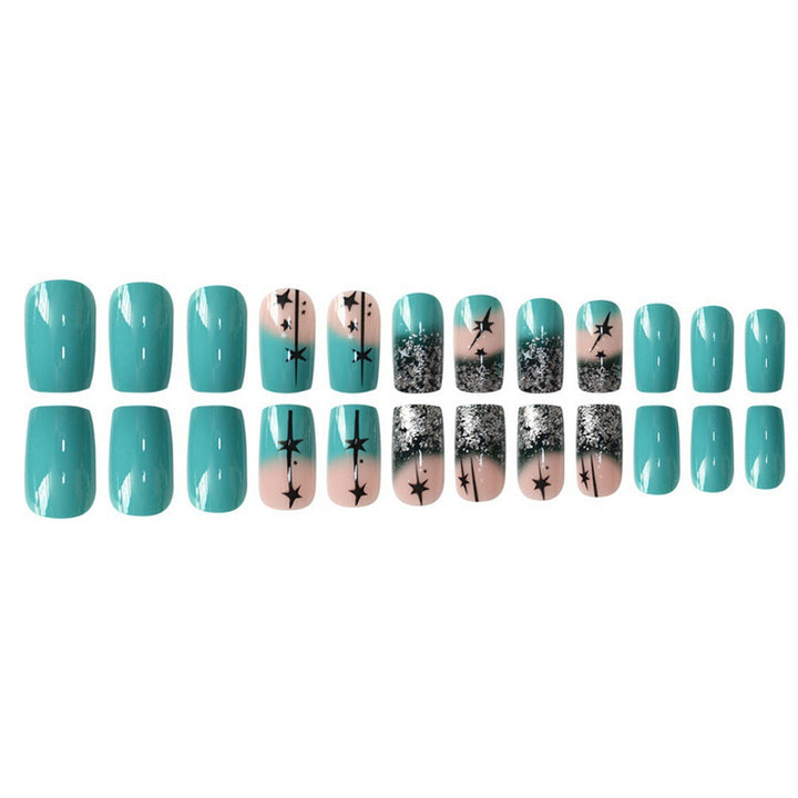 Artistic Gradient Press-On Nail Set with Star Design Kalsten