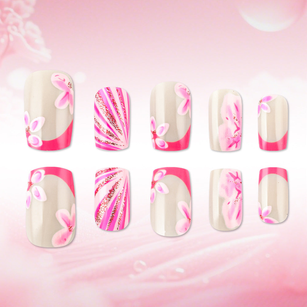 Artistic Floral Gel Press-On Nails Kalsten