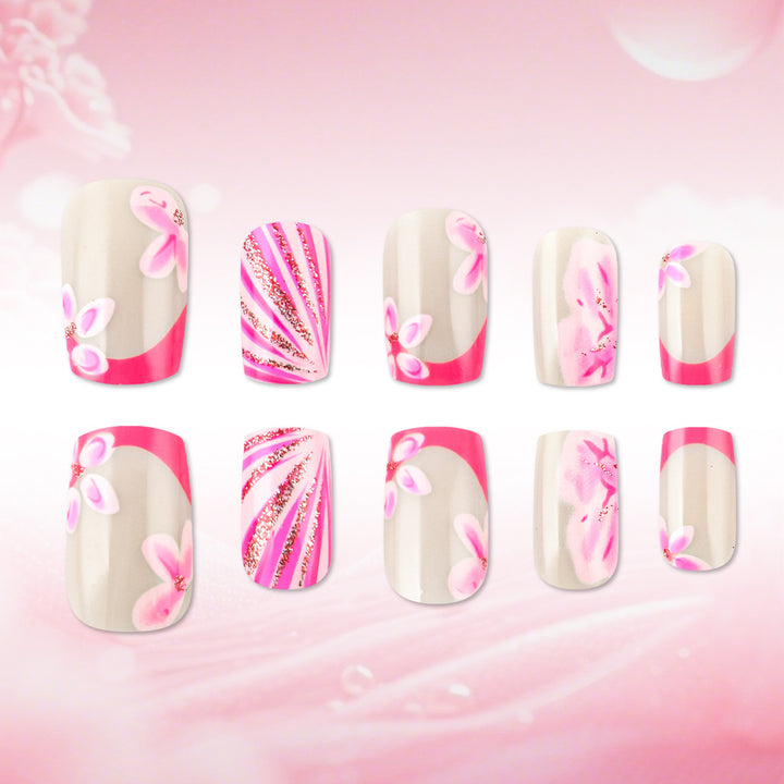Artistic Floral Gel Press-On Nails Kalsten