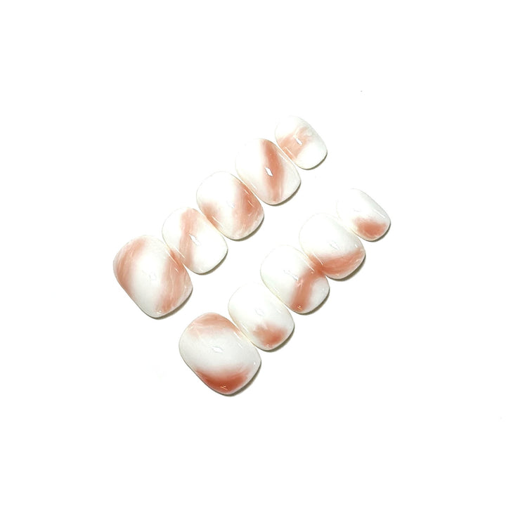 Artistic Press-On Nail Set with Marbled Design