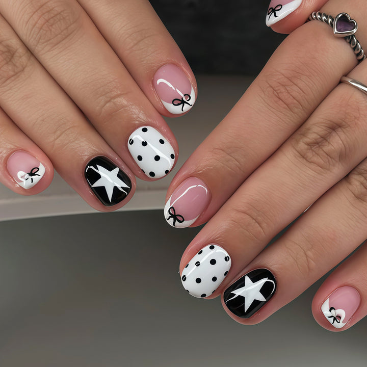 Artistic Bow and Star Nail Art Tips Kalsten