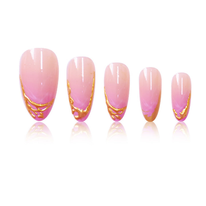 Elegant Stiletto Press-On Nail Extensions with Gold Tip Detail Kalsten