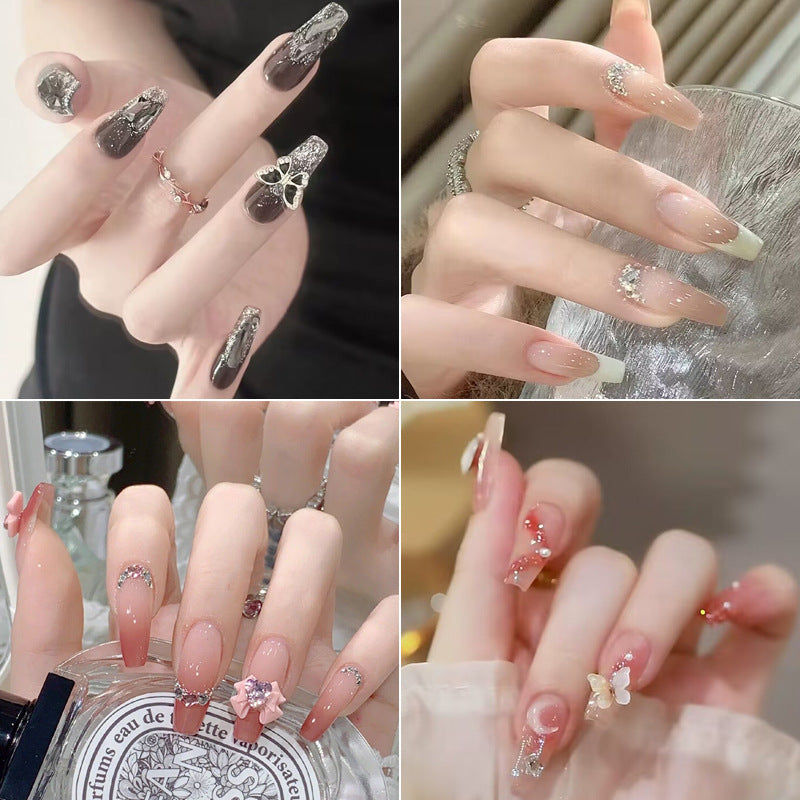 Elegant Floral French Tip Press-On Nails Kalsten