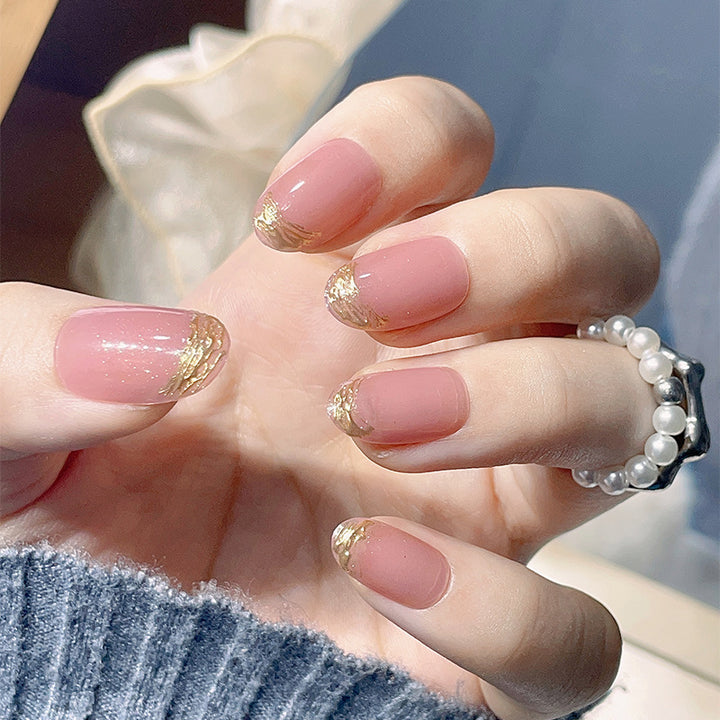 Elegant Gold-Tipped Press-On Nails Kalsten