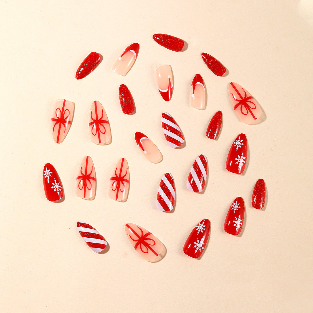 Festive Holiday-Themed Stiletto Nail Art Set Kalsten