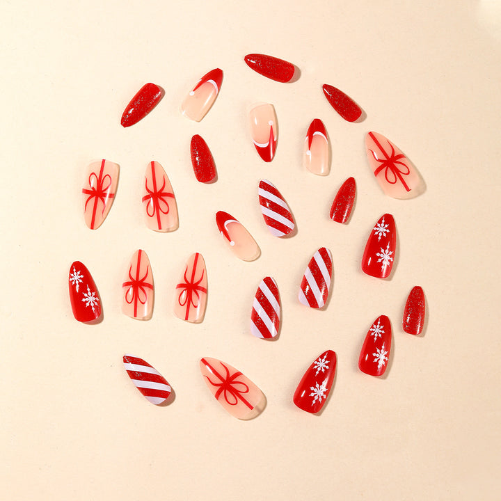 Festive Holiday-Themed Stiletto Nail Art Set Kalsten