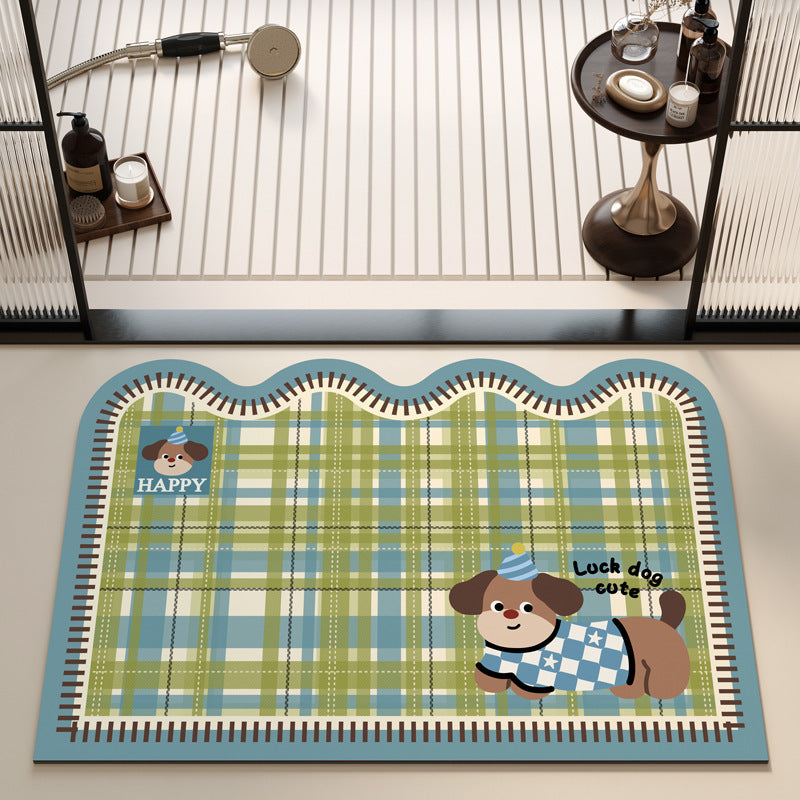 Playful Puppy Themed Bath Mat Kalsten