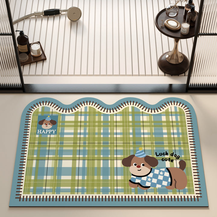 Playful Puppy Themed Bath Mat Kalsten